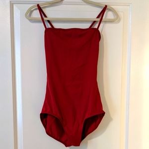 Red Balera leotard with three-strap back design